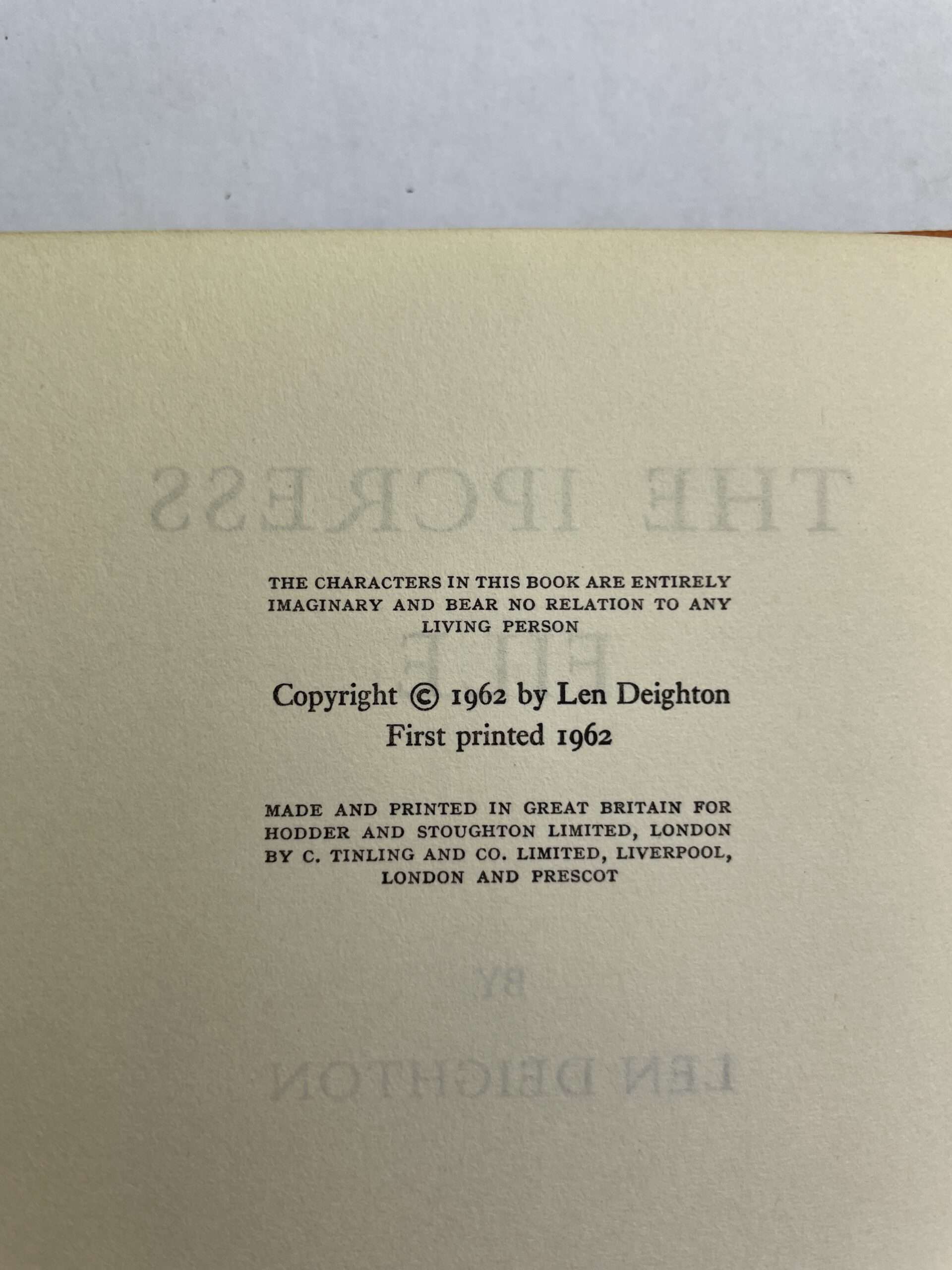 len deighton the ipcress file first edition2