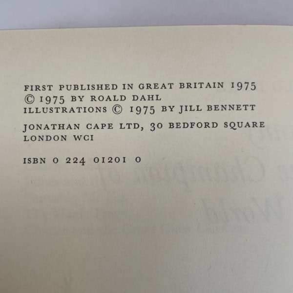 roald dahl danny the champ first ed2