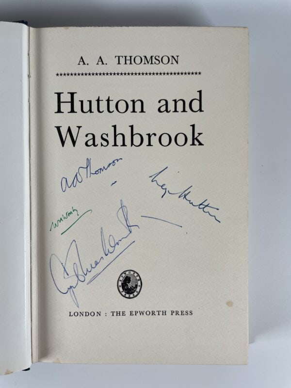 aa thomson hutton and washbrook multiple signed first edition2