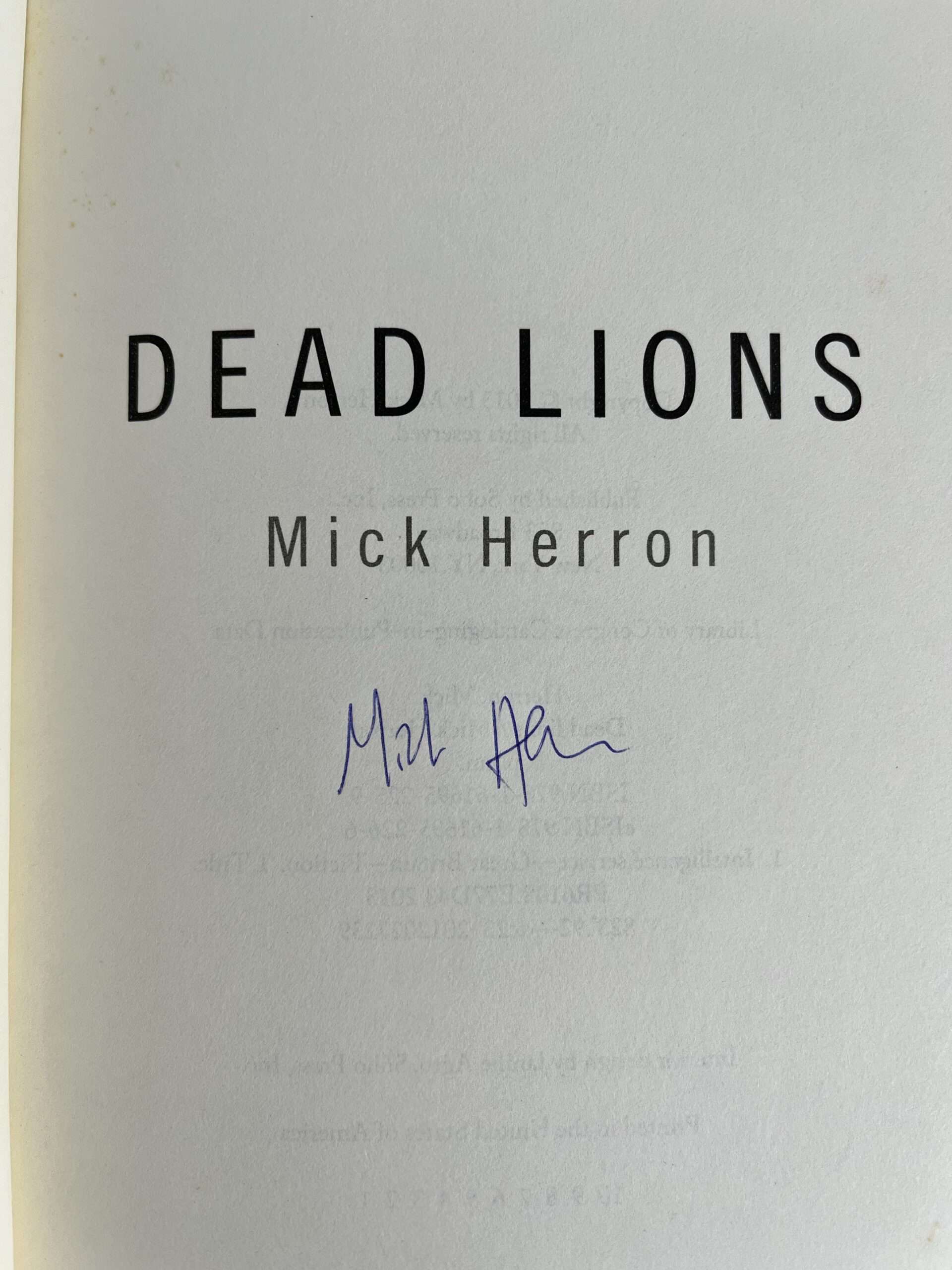 mick herron dead lions signed first us edition2