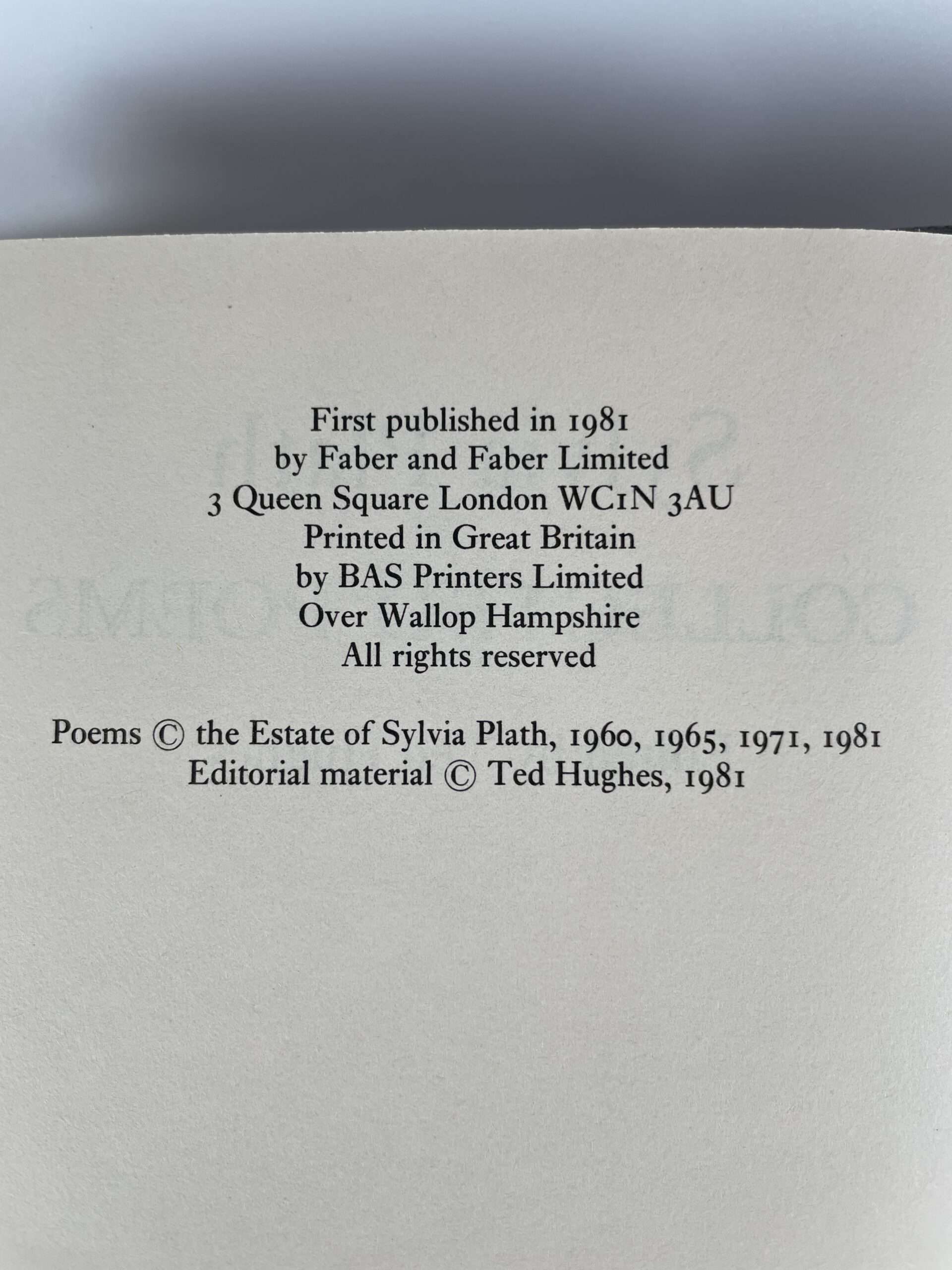 ted hughes sylvia plath collected poems first edition2