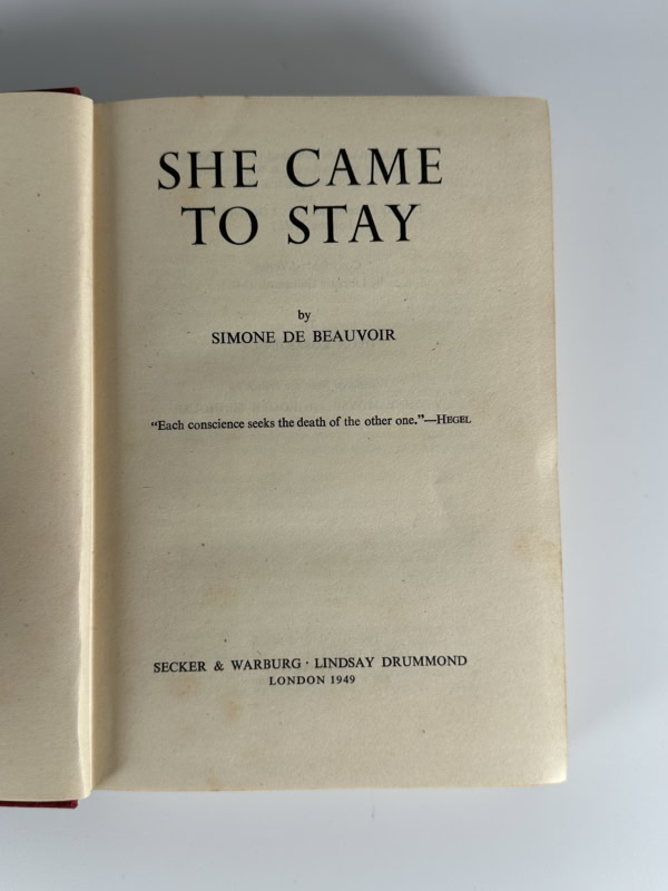 de beauvoir she came to stay first edition4