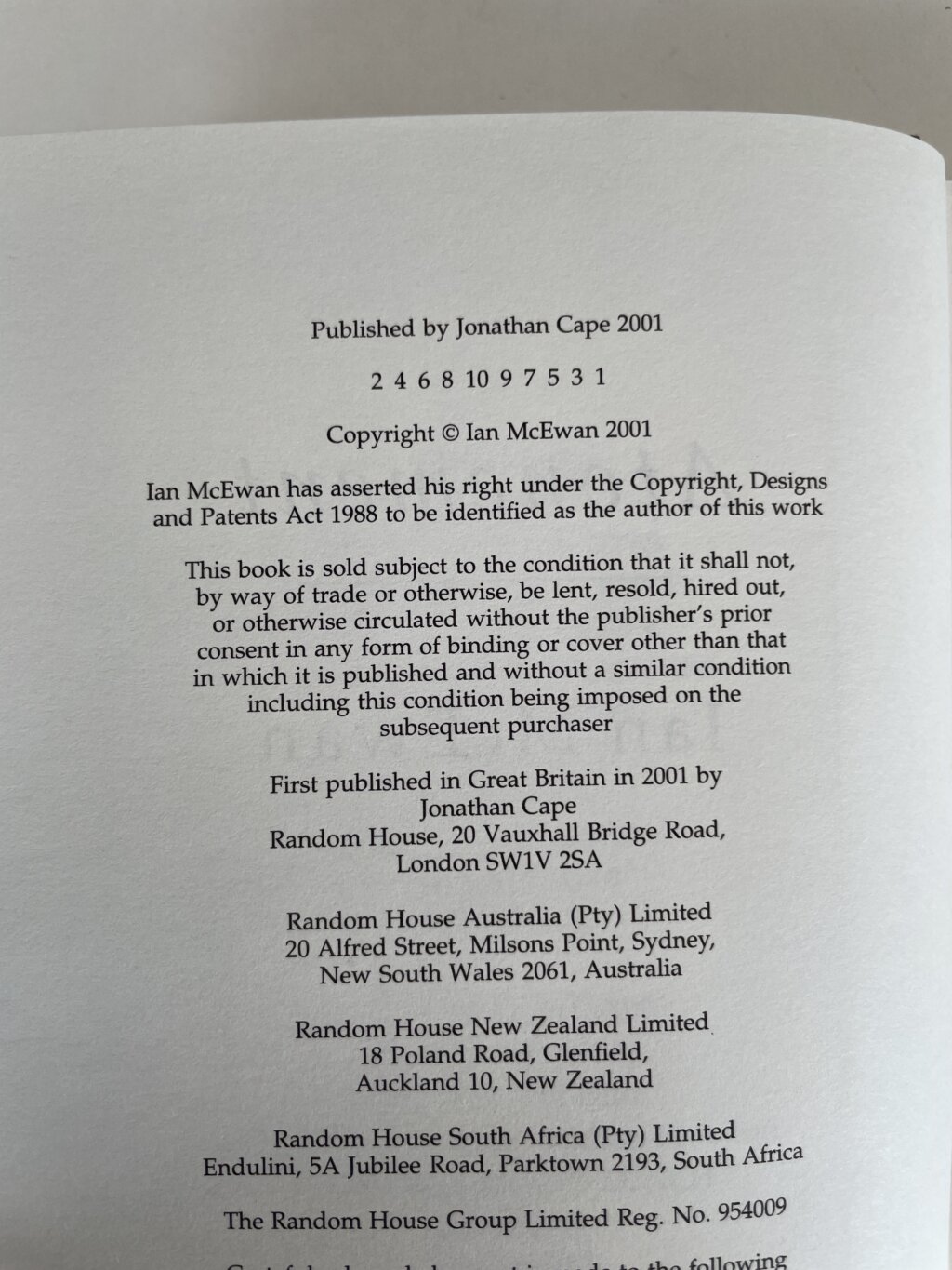 ian mcewan atonement first edi 2