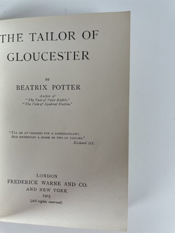 beatrix potter the tailor of gloucester first ed2