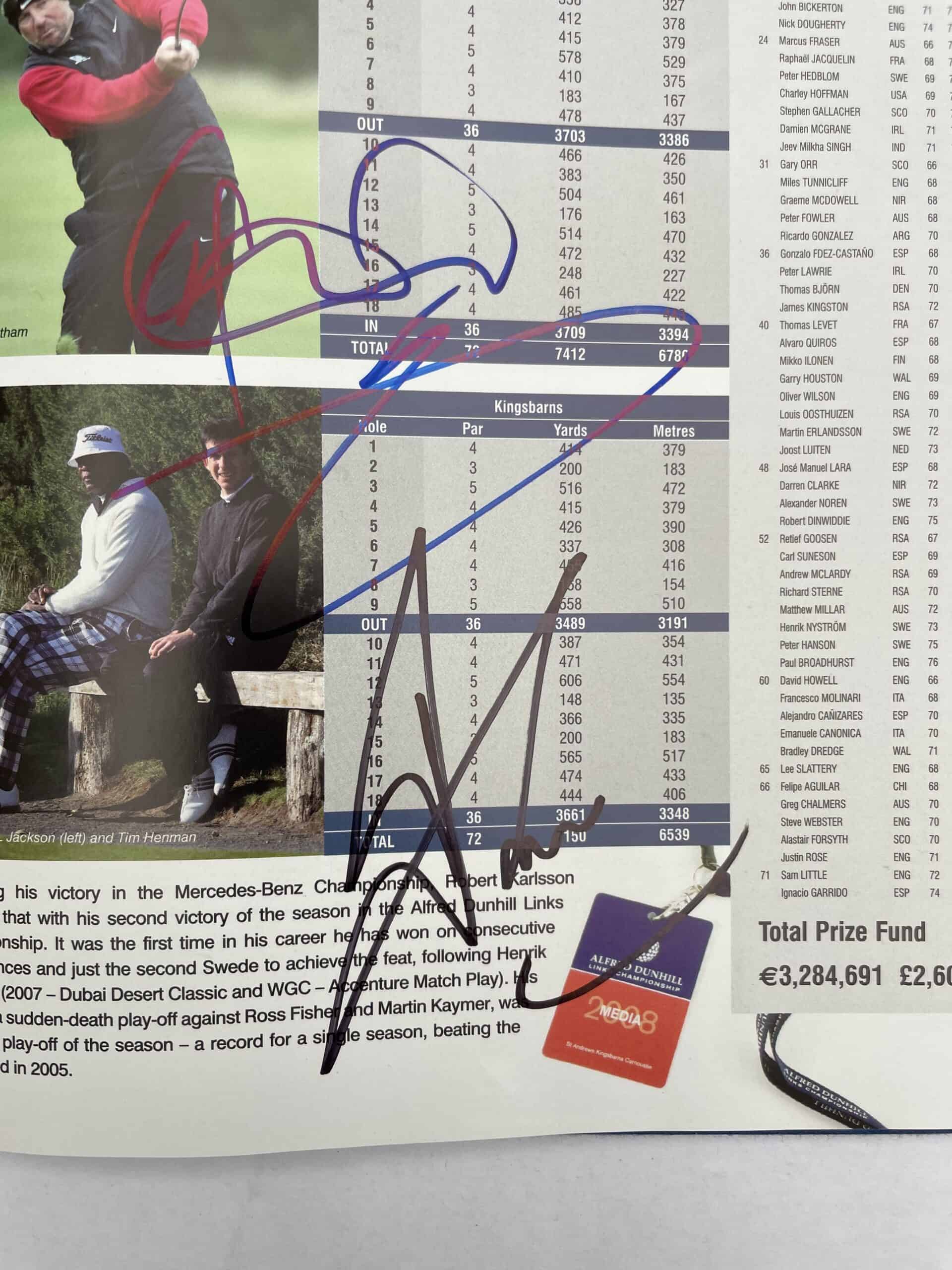 the european tour yearbook 2009 signed 3