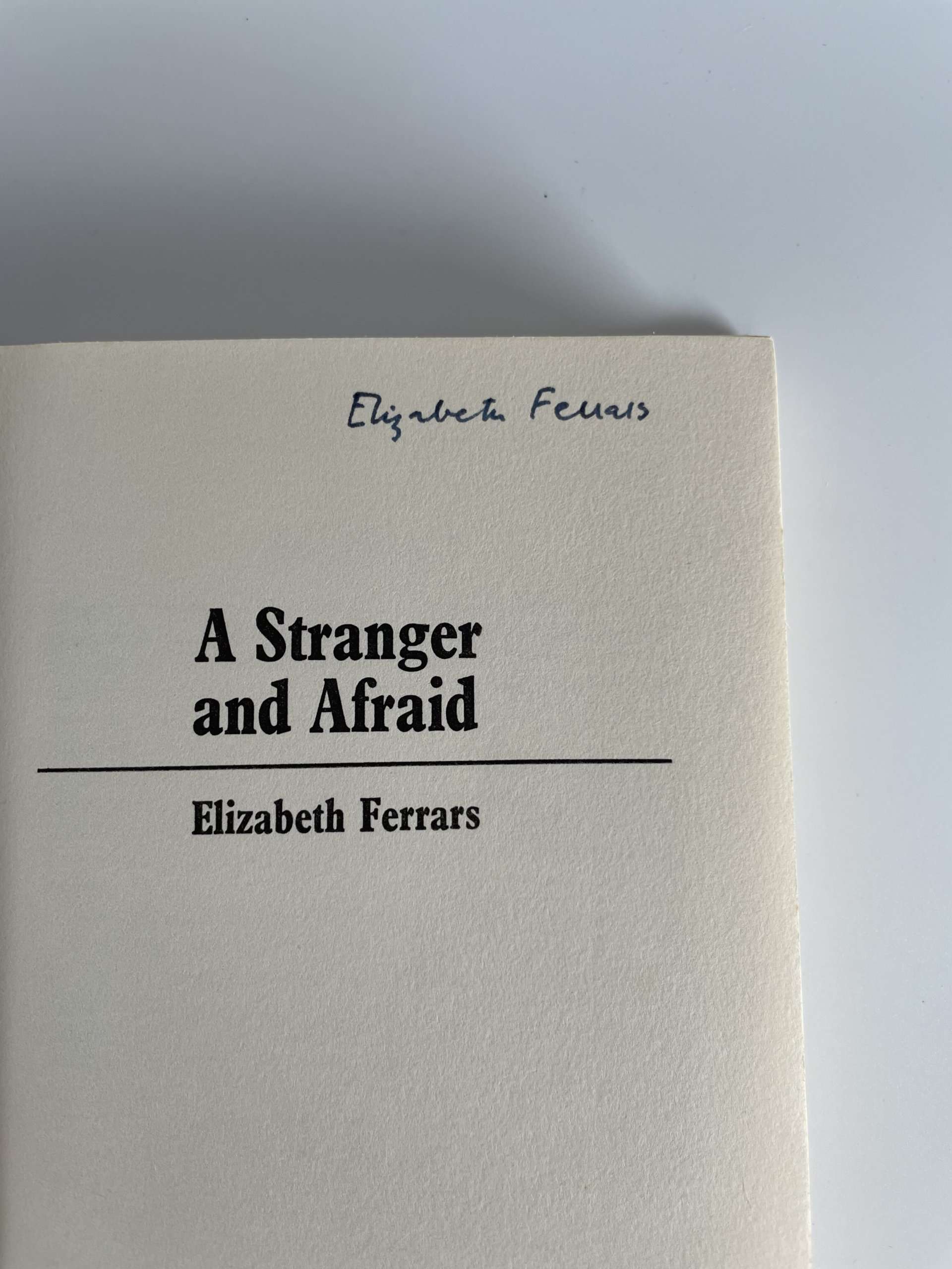 elizabeth ferrars a stranger and afraid signed first2