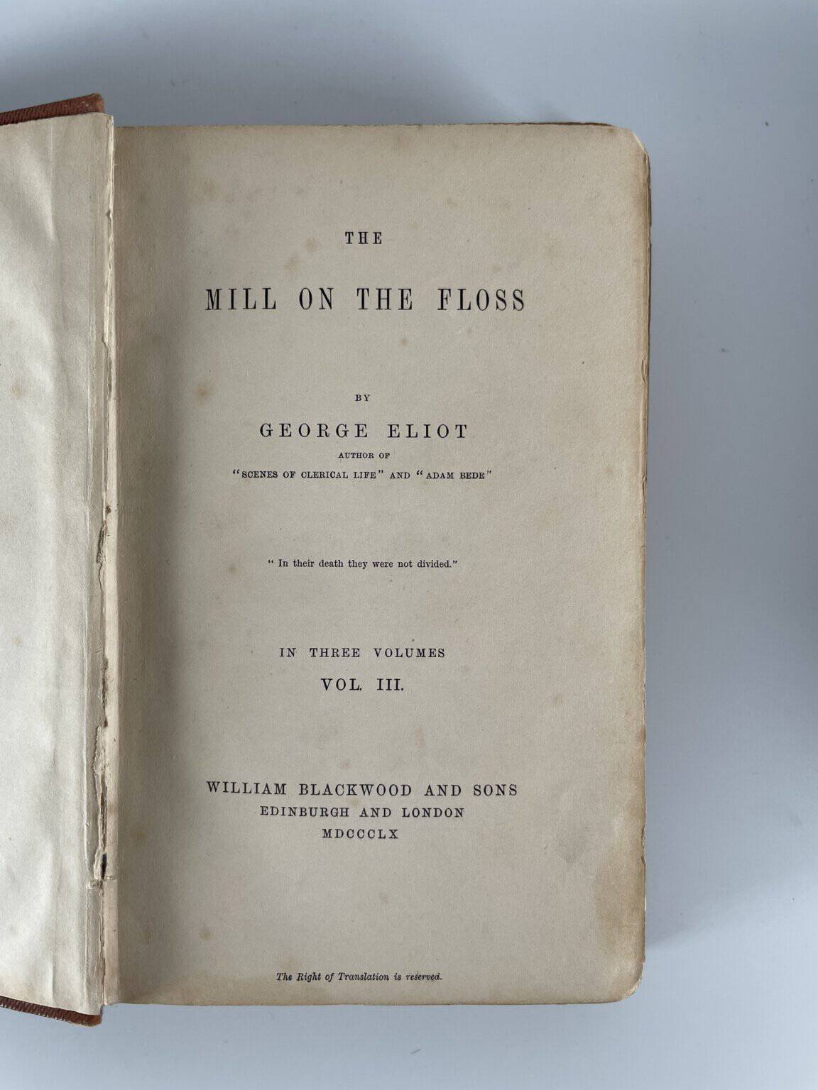 george eliot the mill on the floss trilogy first4