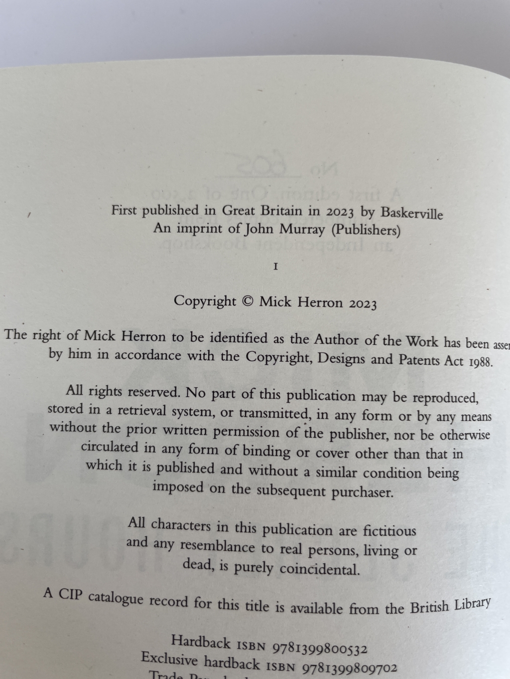 mick herron the secret hours signed 1st 3
