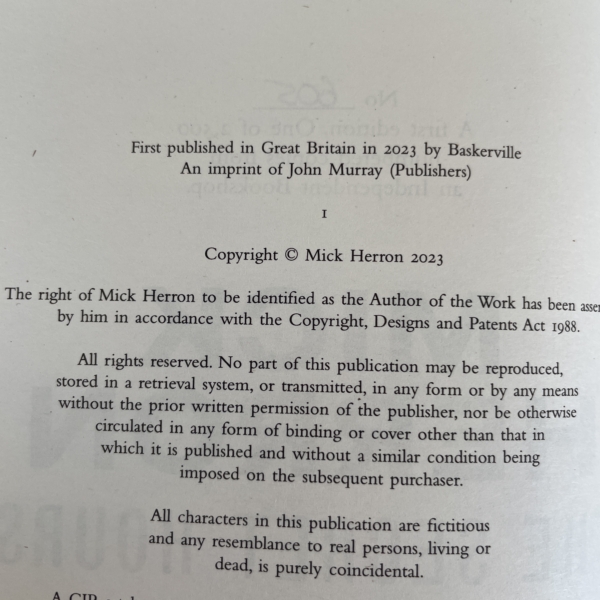 mick herron the secret hours signed 1st 3
