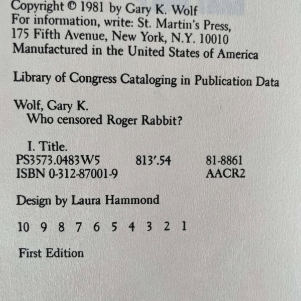 gary wolf who censored roger rabbit first edition2