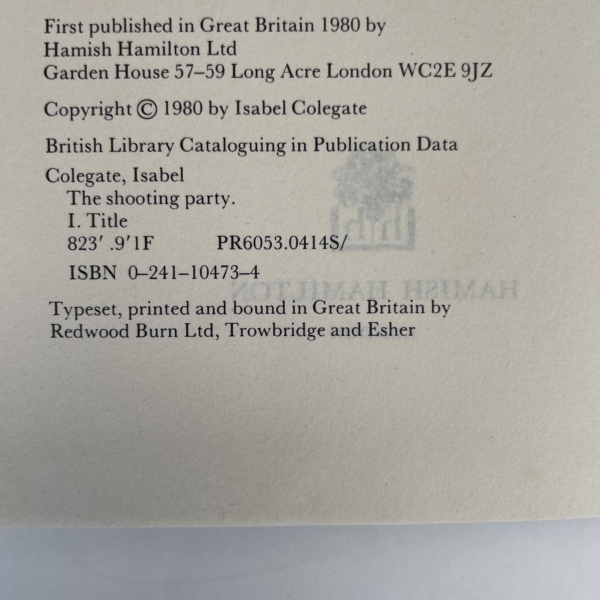 isabel colgate the shooting party first edition2