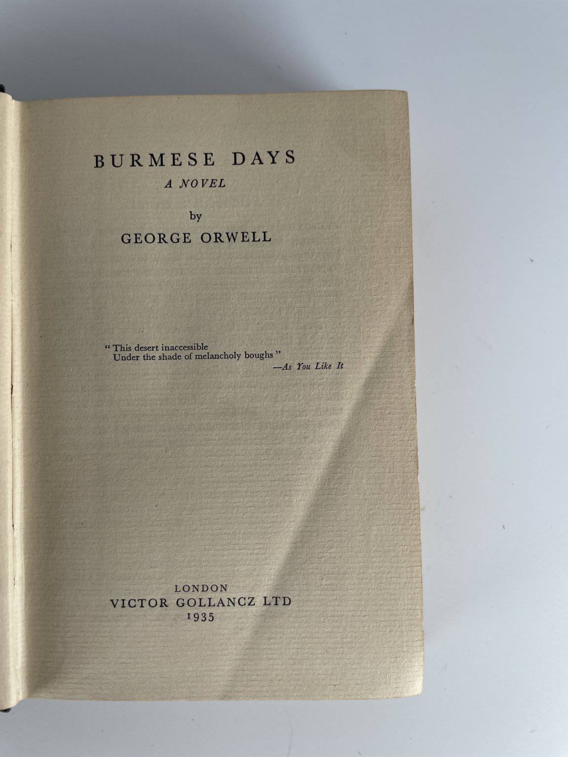 george orwell burmese days first2