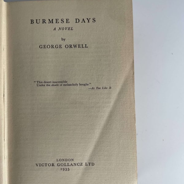 george orwell burmese days first2