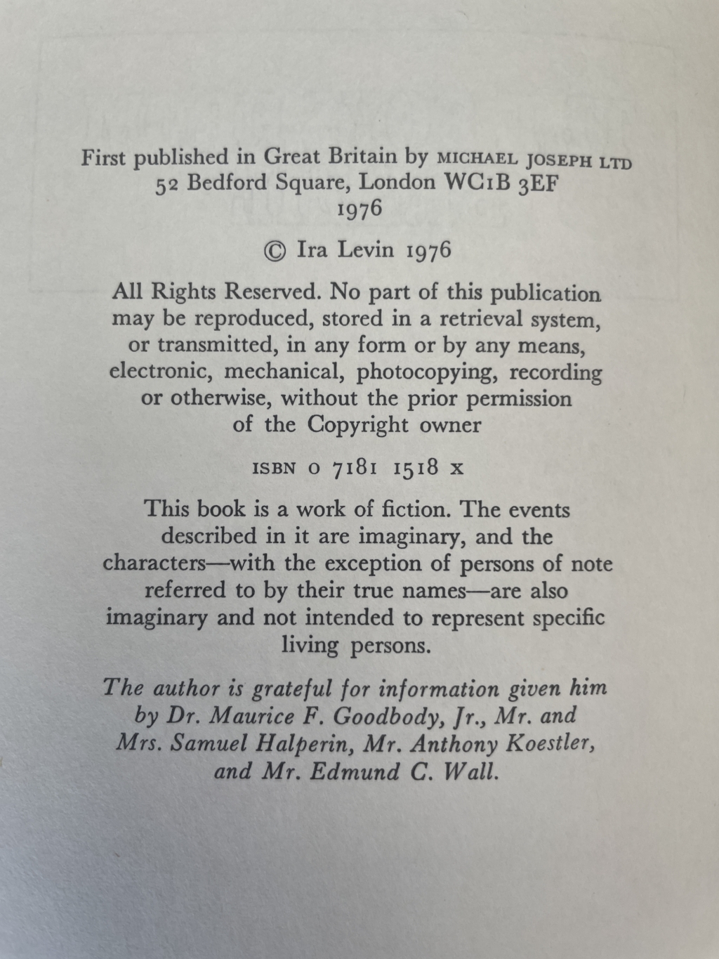 ira levin the boys from brazil first edi2