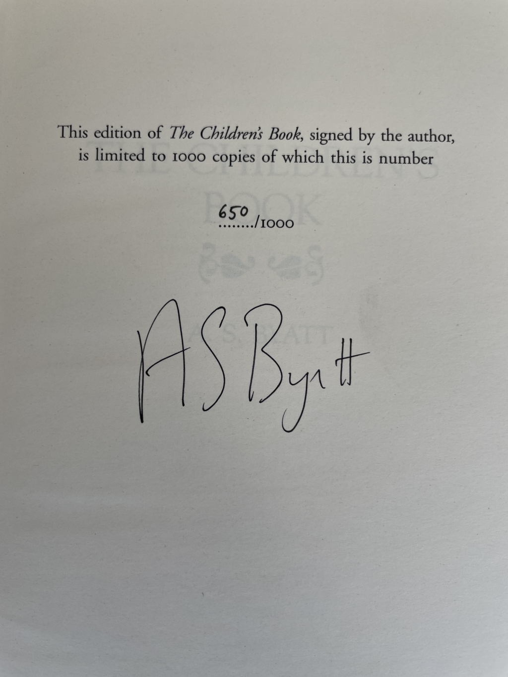 as byatt the childrens book first ed3