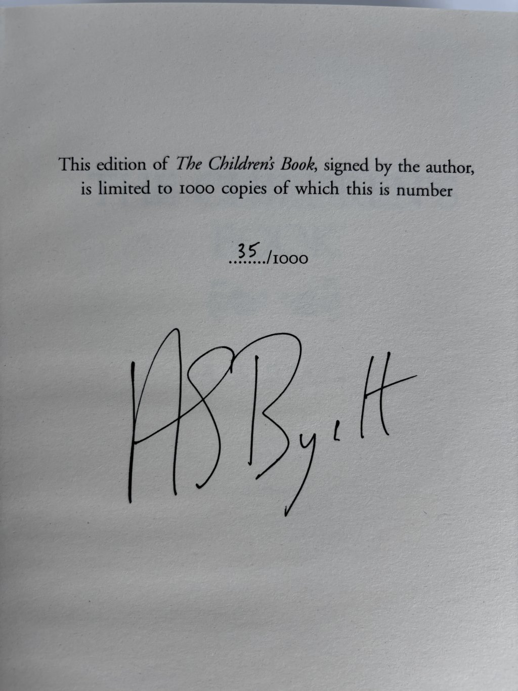 as byatt the childrens book signed limited3