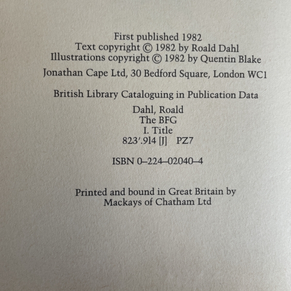 roald dahl the bfg first edition2