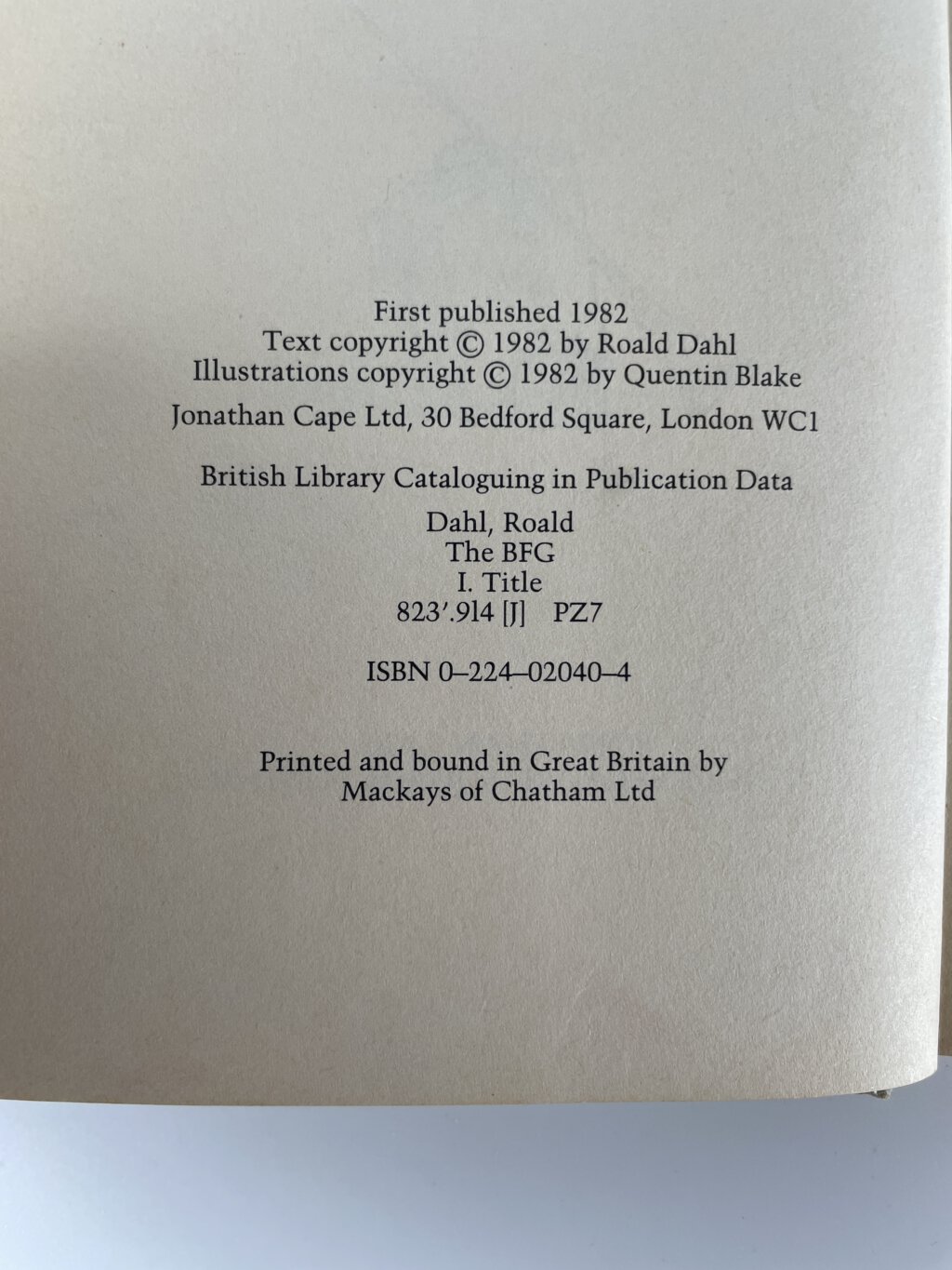 roald dahl the bfg first edition 2