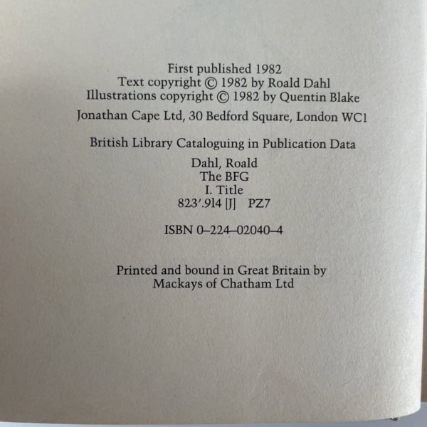 roald dahl the bfg first edition 2