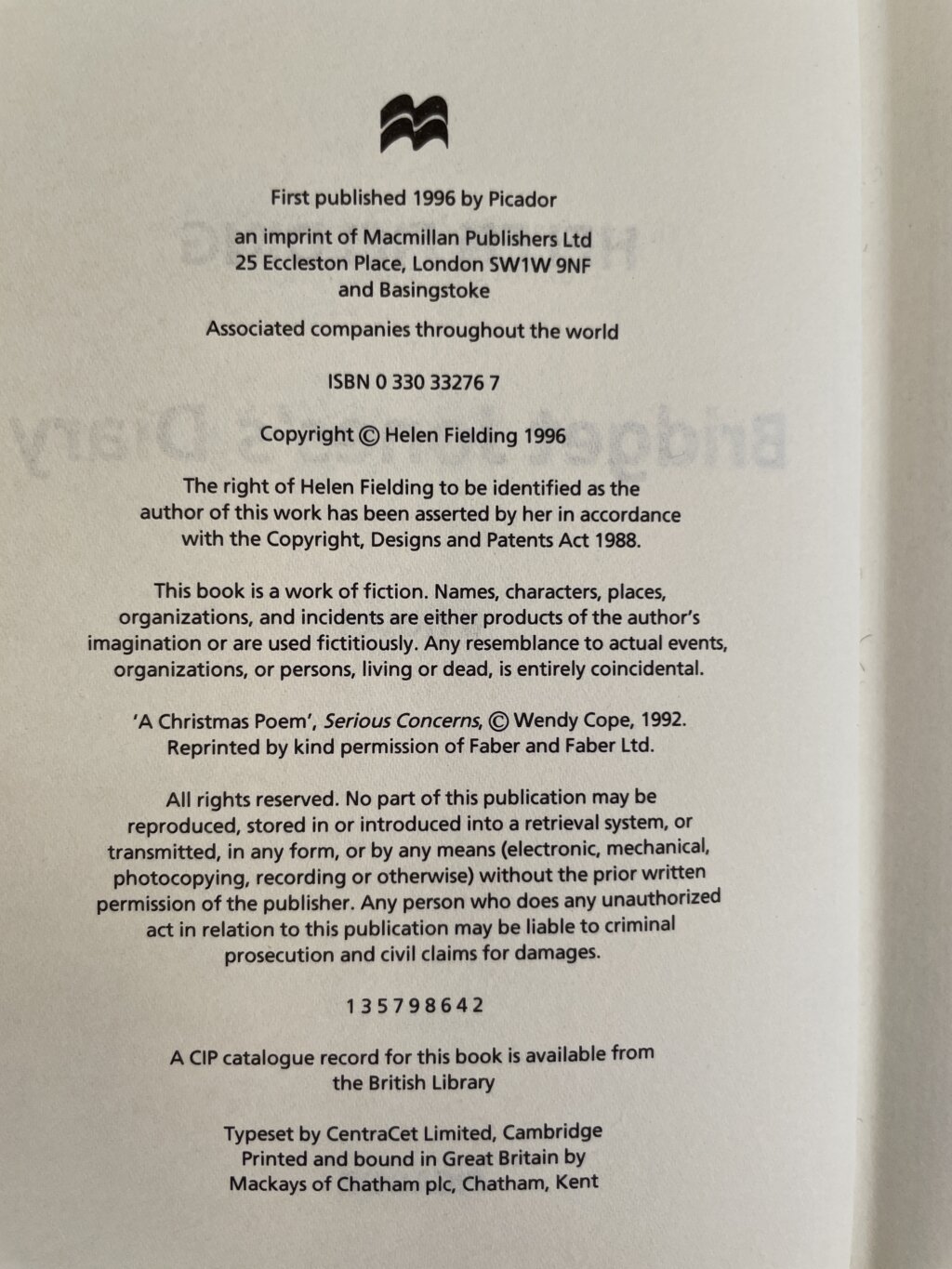 helen fielding bridget jones's diary first edition2