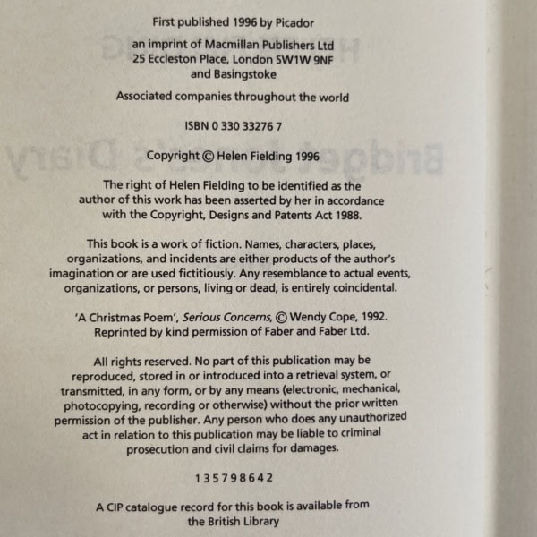helen fielding bridget jones's diary first edition2