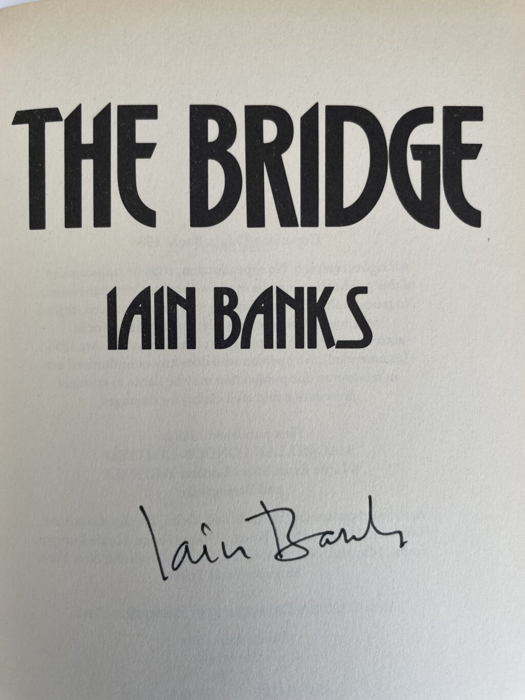 iain banks the bridge signed first ed2