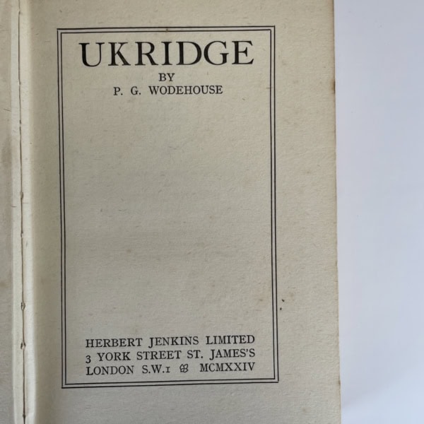 pg wodehouse ukridge first ed2