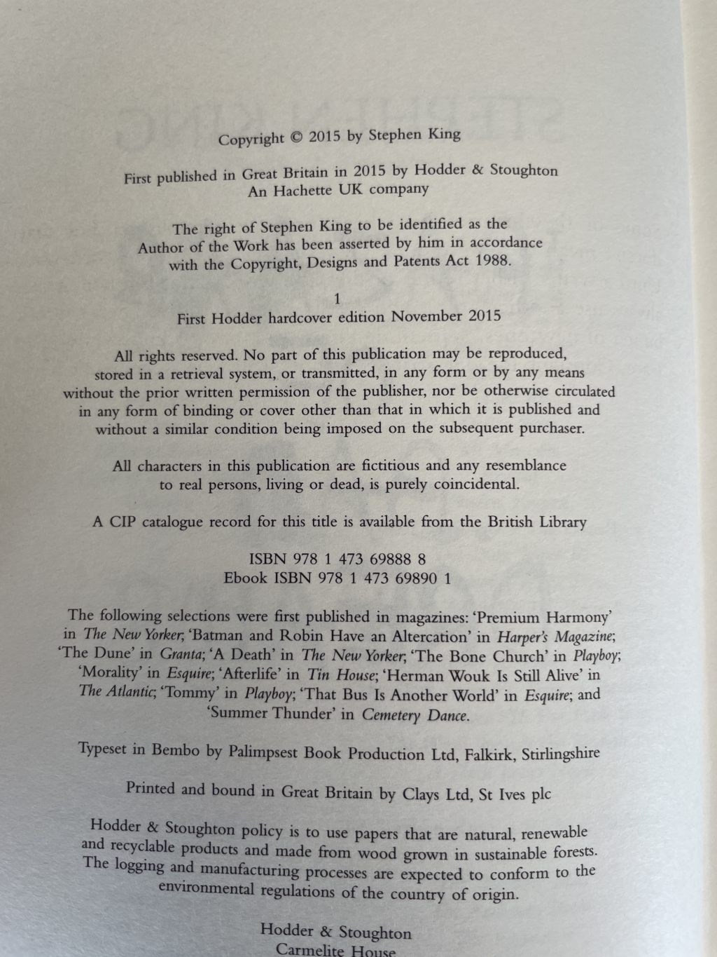 stephen king bazaar of bad dreams first uk 2