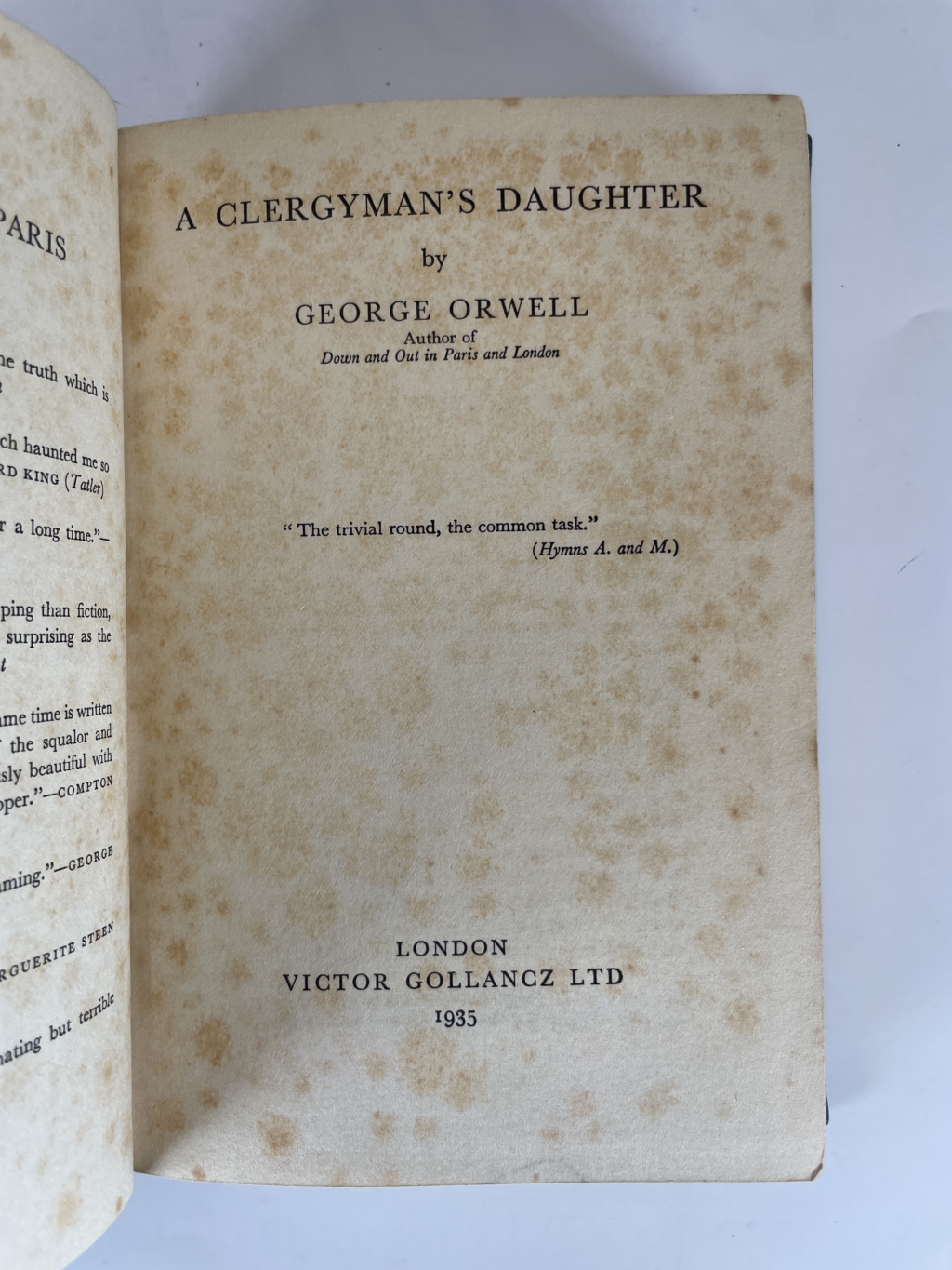 george orwell a clergymans daughter rebound2