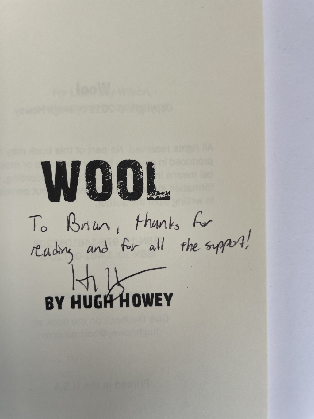 hugh howey wool signed 2