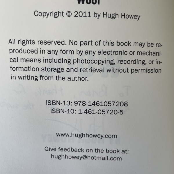 hugh howey wool signed 3