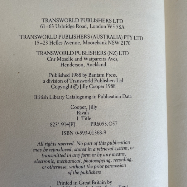 jilly cooper rivals first edition2