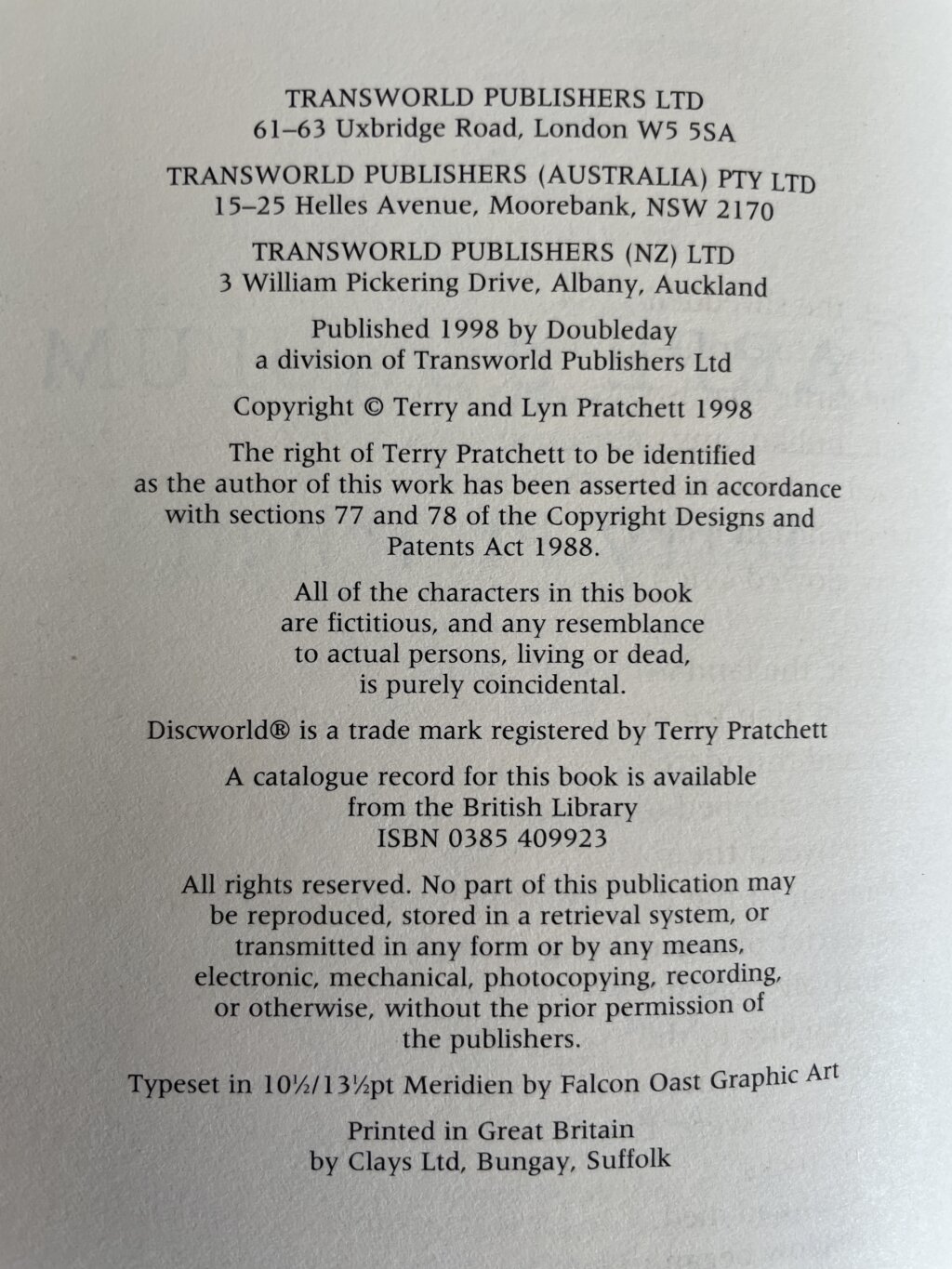 terry pratchett carpe jugulum first editiion2