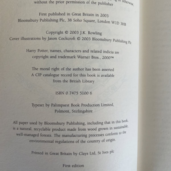 jk rowling hpatootp first hardback 2