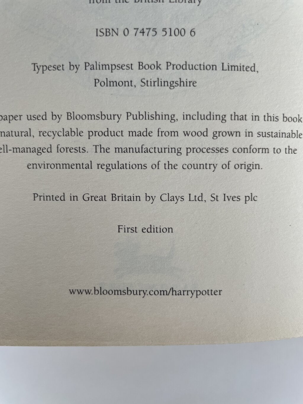 jk rowling hpatootp hb first 2