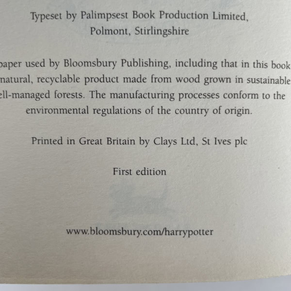 jk rowling hpatootp hb first 2