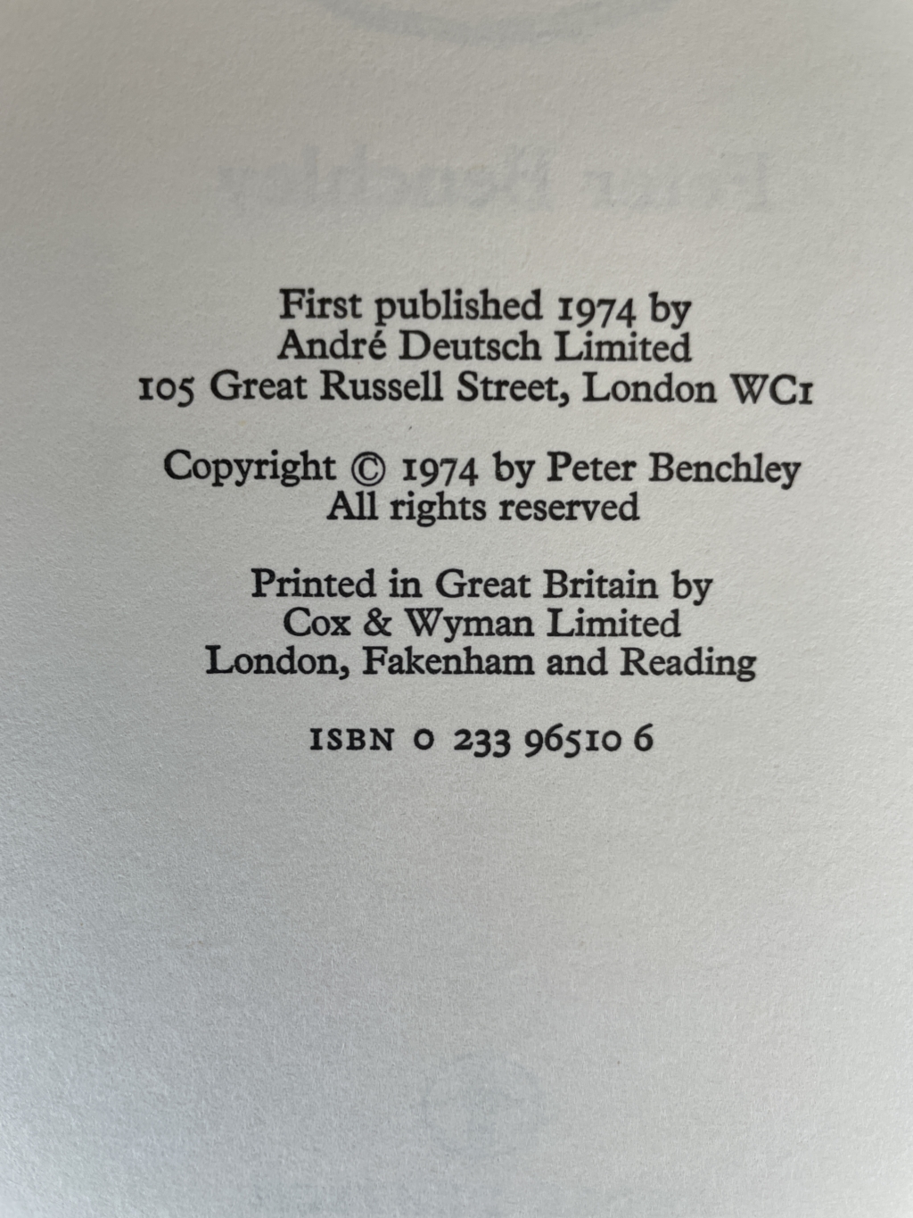 peter benchley jaws signed first edition3