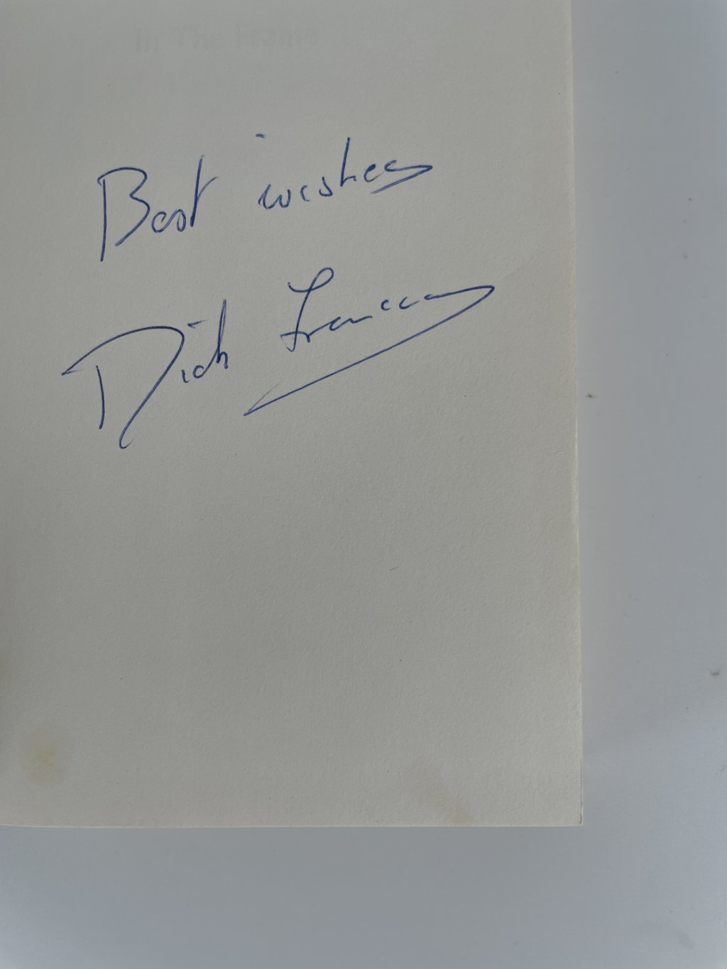 dick francis in the frame signed first edition2