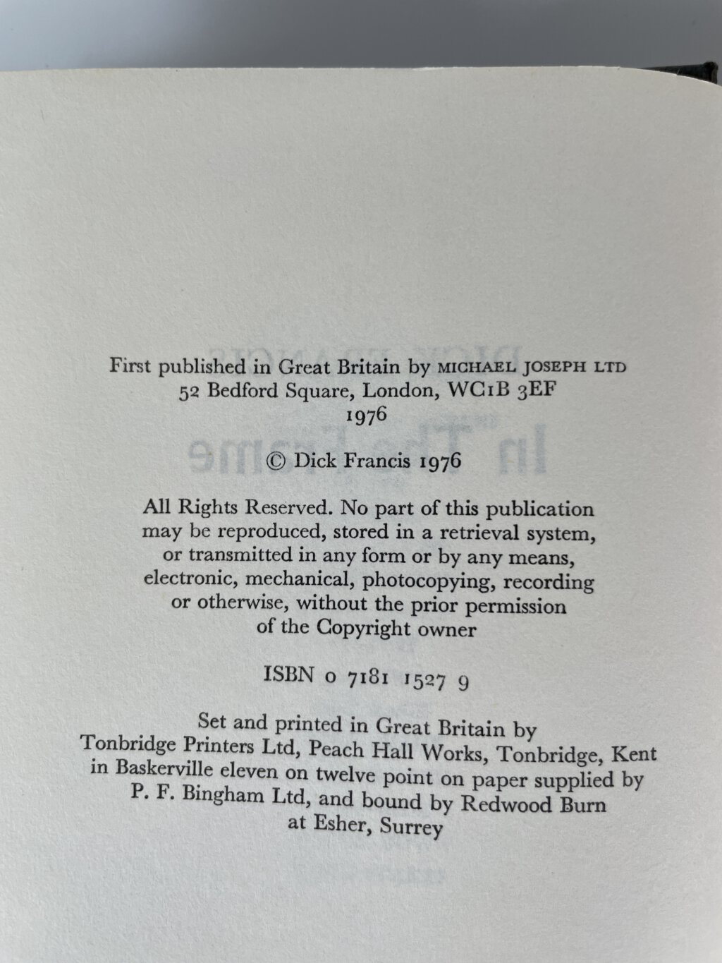 dick francis in the frame signed first edition3