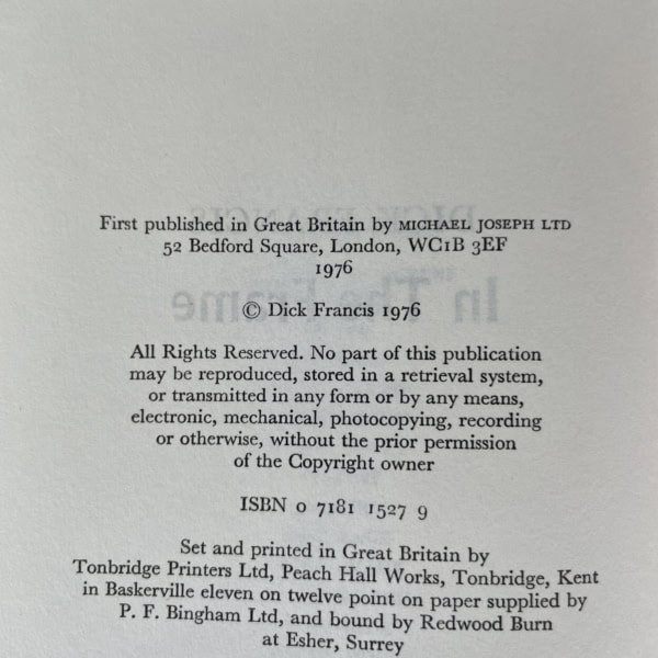 dick francis in the frame signed first edition3