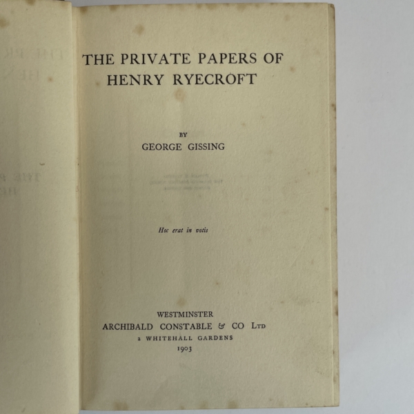 george gissing the private papers of first edition2