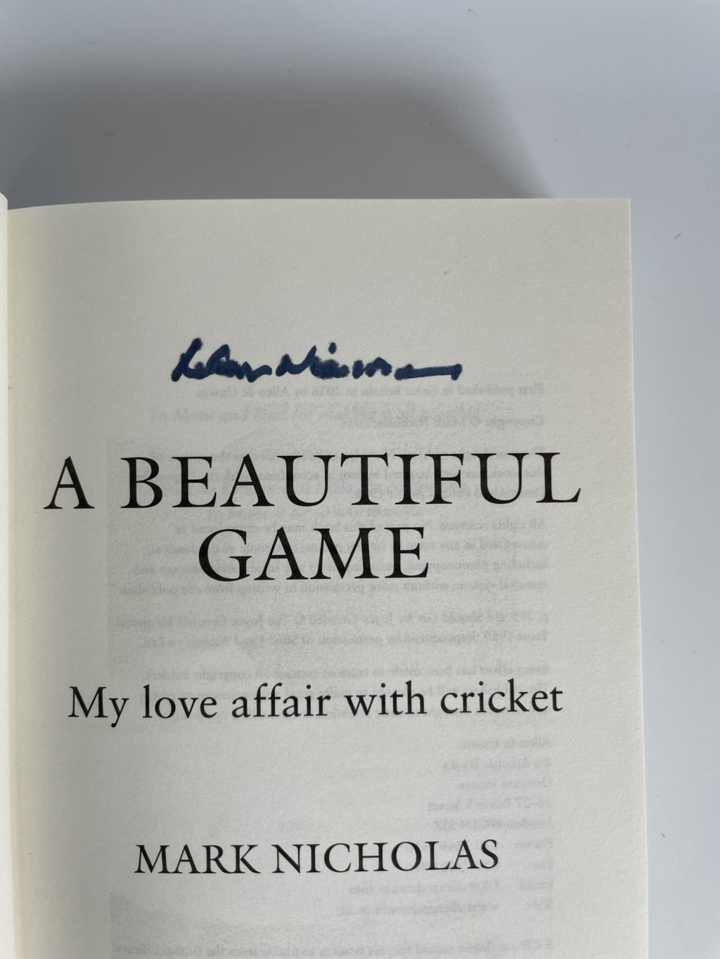 mark nicholas a beautiful game signed first ed2