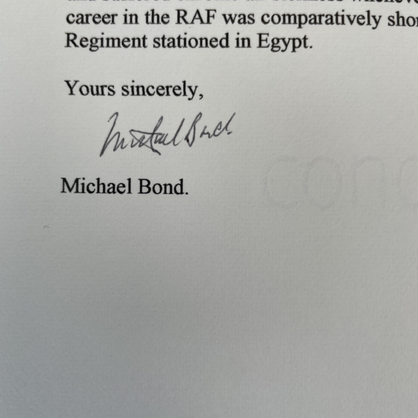 michael bond signed letter 2