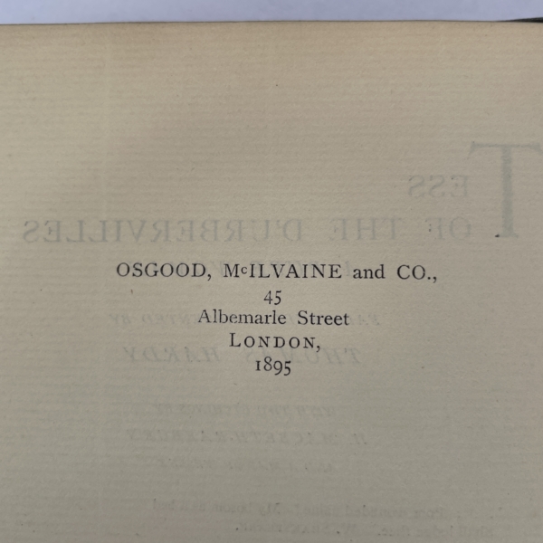 thomas hardy tess of the durbervilles first edi2