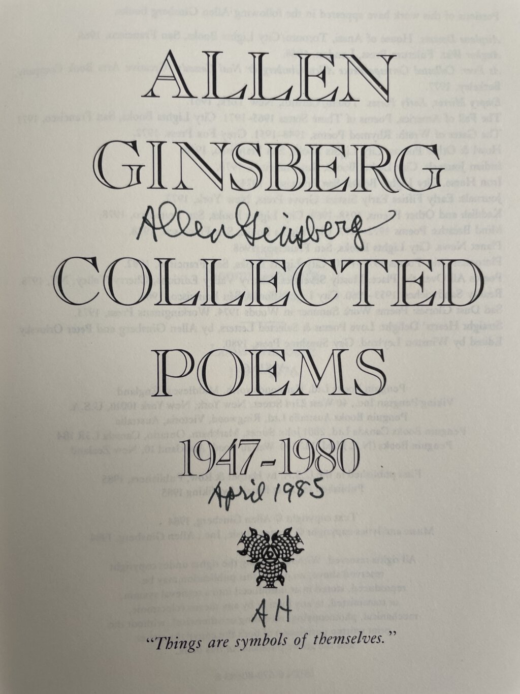 allen ginsberg collected poems signed first 2