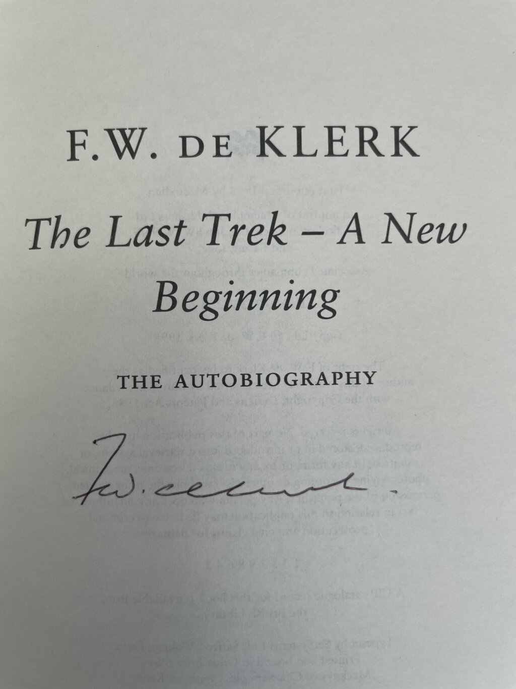 fw de klerk the last trek signed first2
