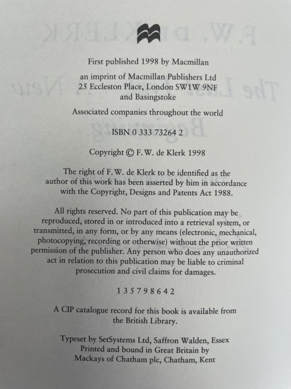 fw de klerk the last trek signed first3