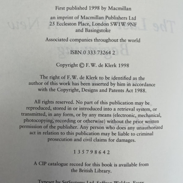 fw de klerk the last trek signed first3