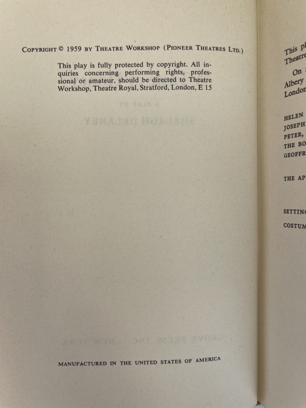 shelagh deleany a taste of honey first ed2