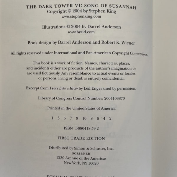 stephen king song of susannah first us edi2